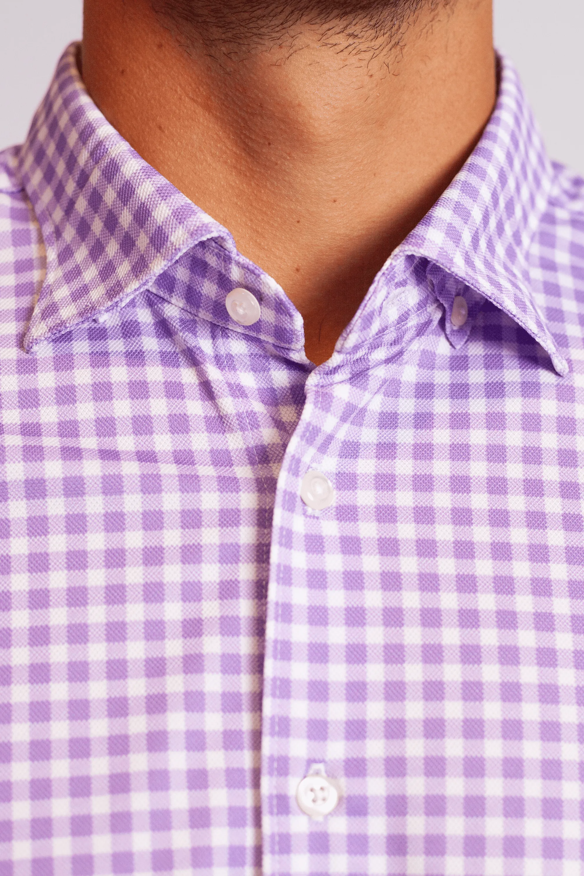 Mauro Long Sleeve Check Tech Shirt - Lavender