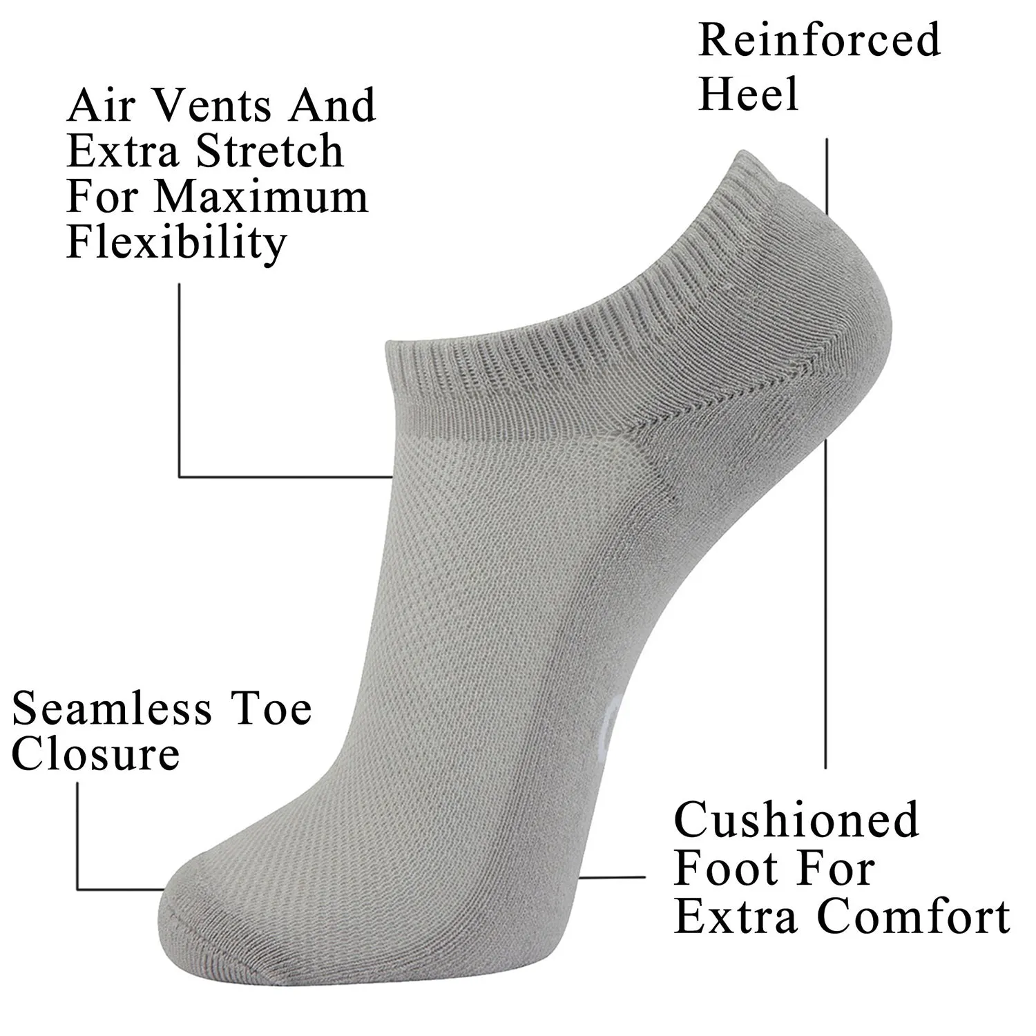 MD Bamboo Soft Wicking No Show Socks Colorful