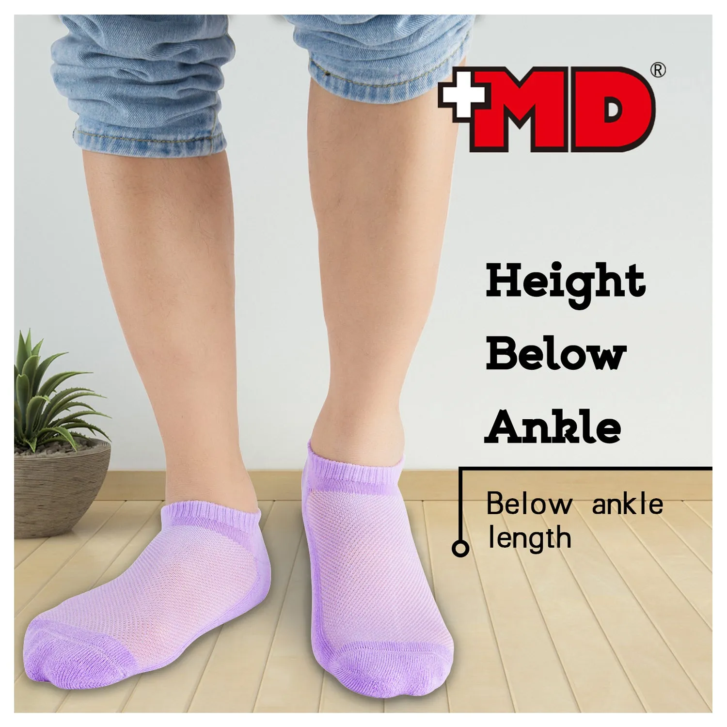 MD Bamboo Soft Wicking No Show Socks Colorful