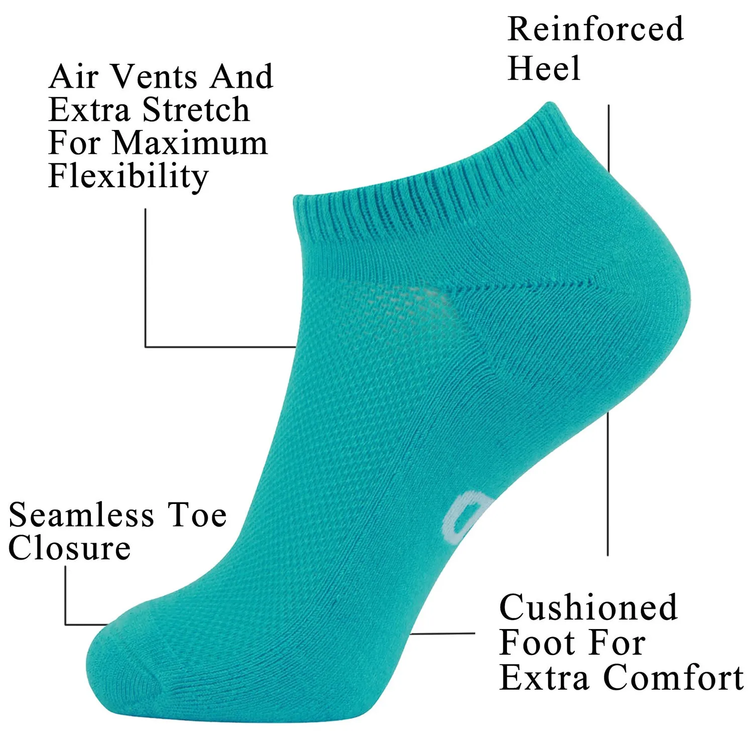 MD Bamboo Soft Wicking No Show Socks Colorful