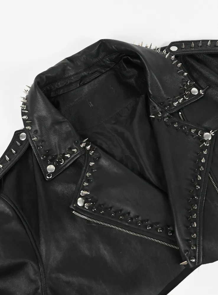 ME TO YOU Leather cropped safety pin  jacket