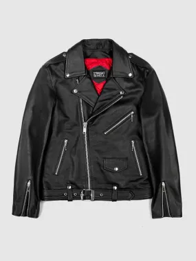 Men's Commando Leather Jacket: Black Nickel