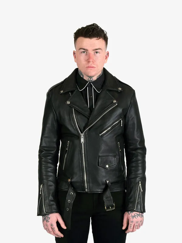 Men's Commando Leather Jacket: Black Nickel