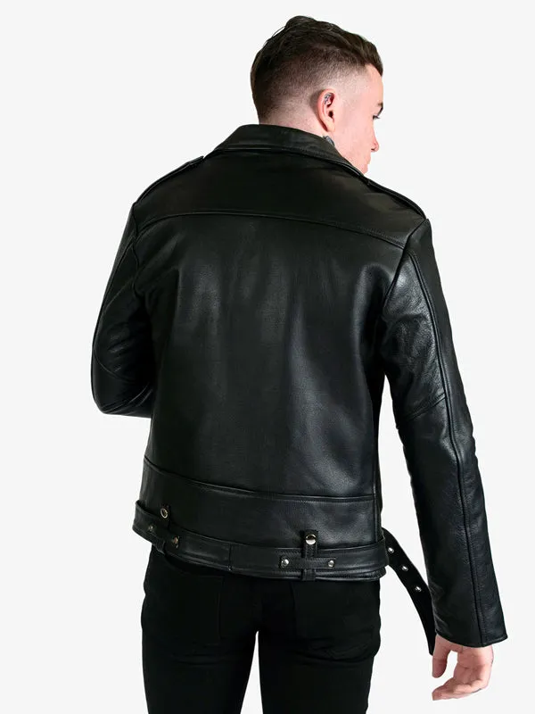 Men's Commando Leather Jacket: Black Nickel