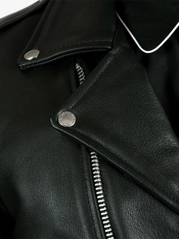 Men's Commando Leather Jacket: Black Nickel