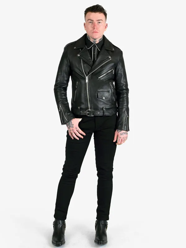 Men's Commando Leather Jacket: Black Nickel