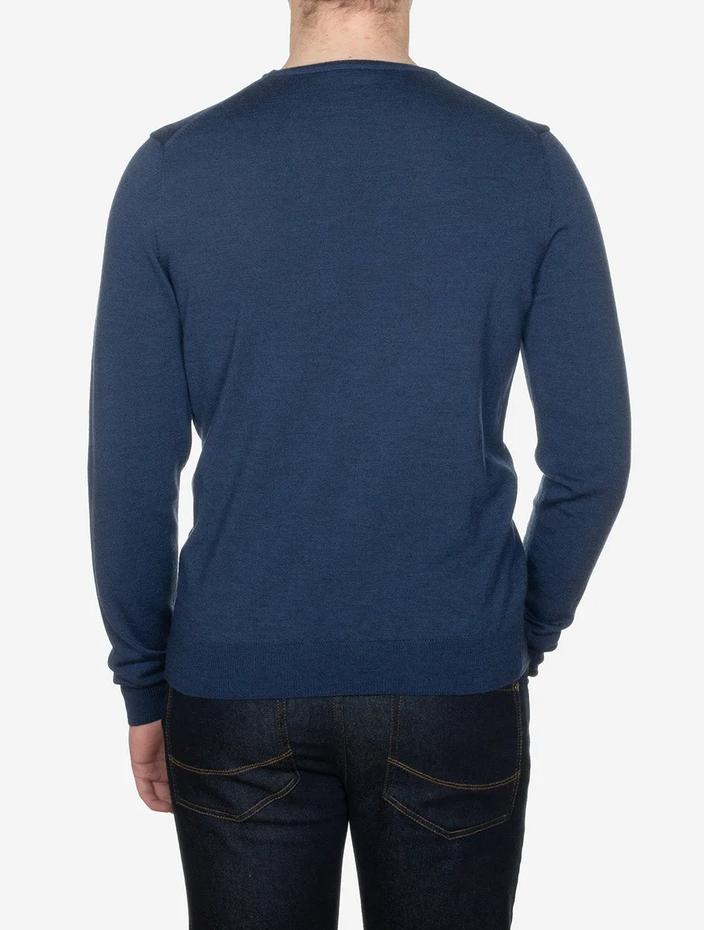 Merino Wool Crew Neck Jumper Blue