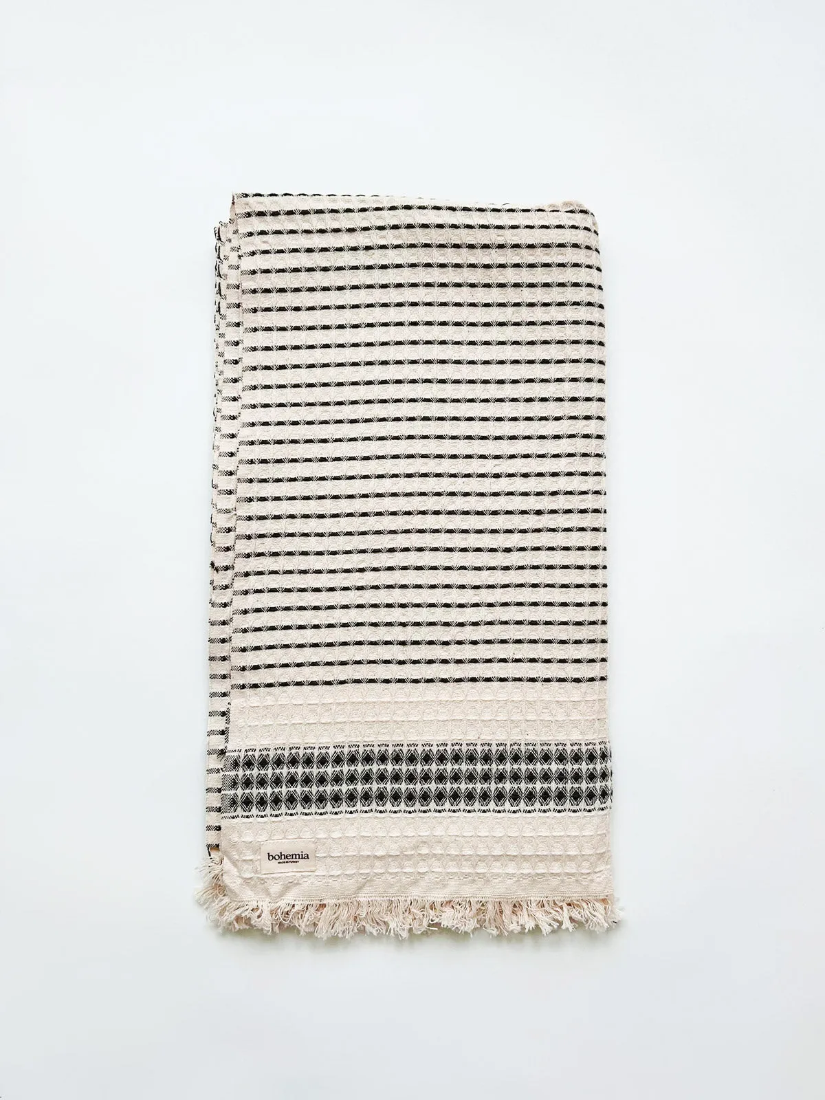 Milos Check Hammam Towel, Charcoal