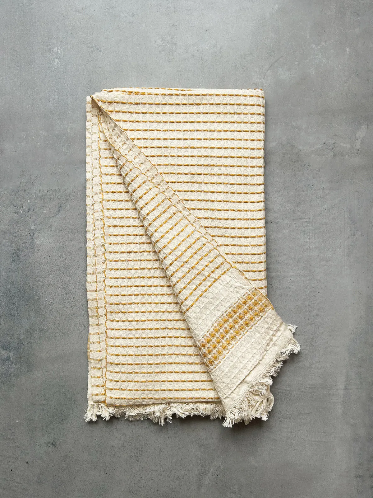 Milos Check Hammam Towel, Mustard