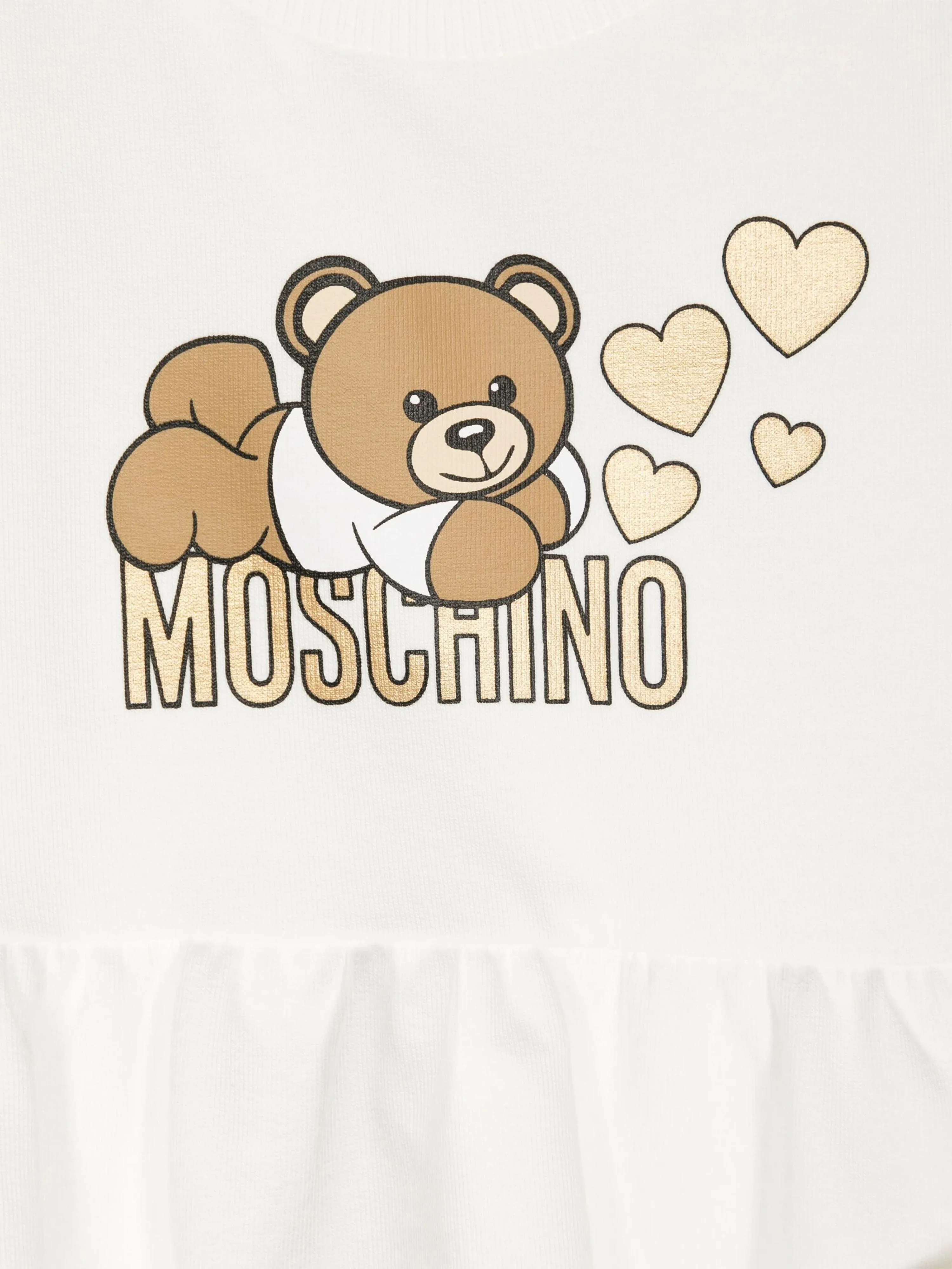 Moschino Baby Girls Bear Logo Sweater Dress in Ivory