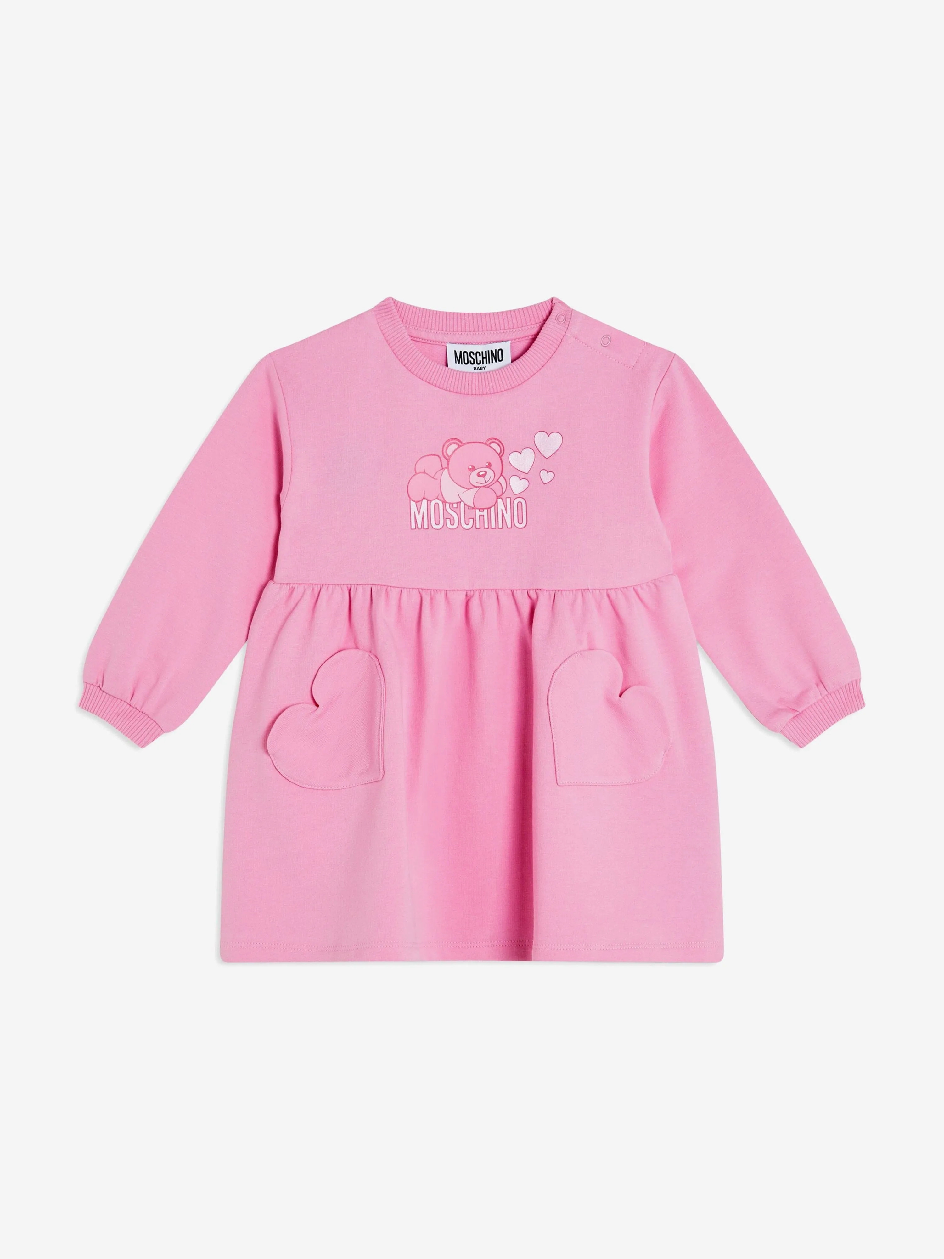 Moschino Baby Girls Bear Logo Sweater Dress in Pink