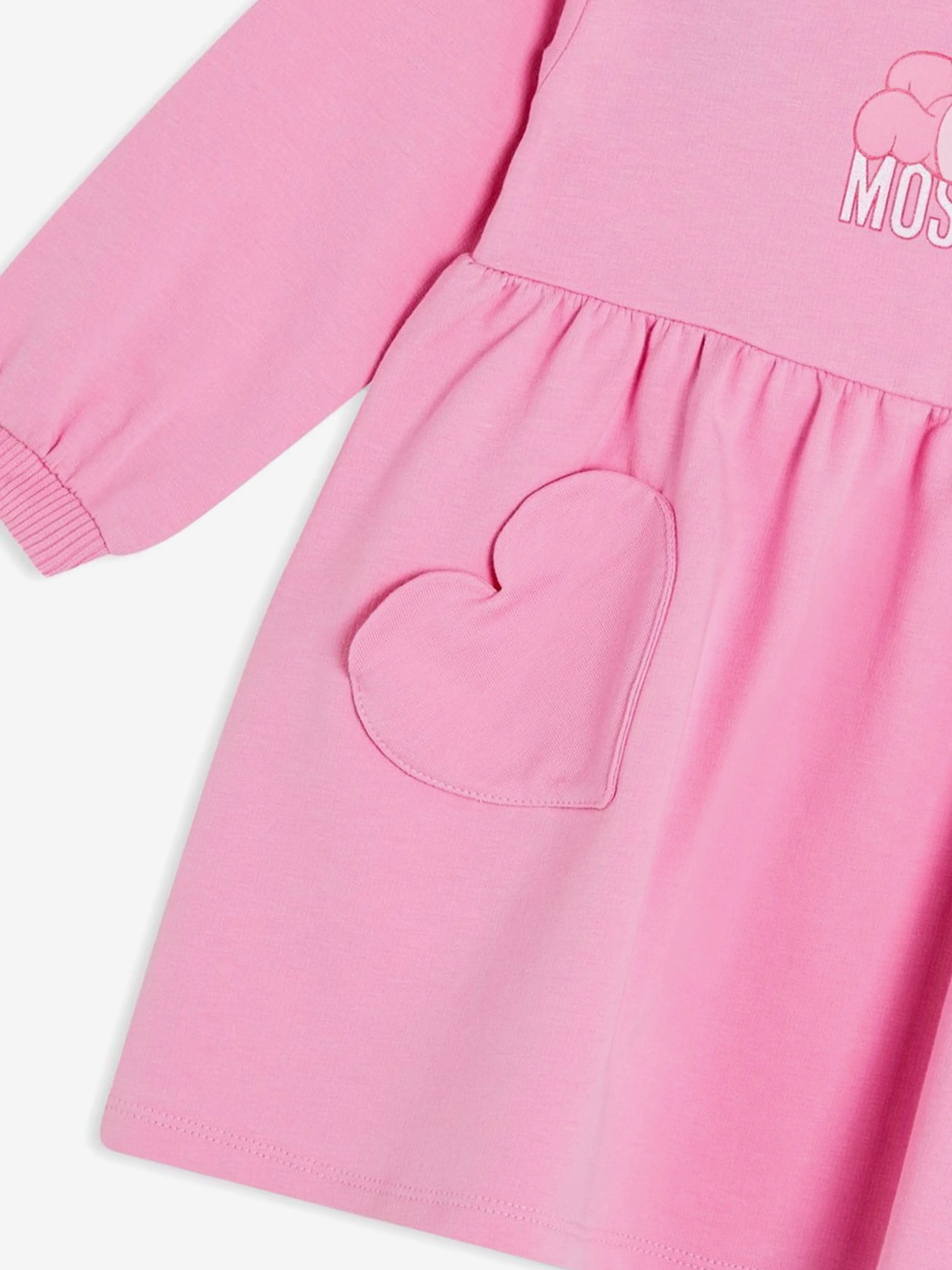 Moschino Baby Girls Bear Logo Sweater Dress in Pink