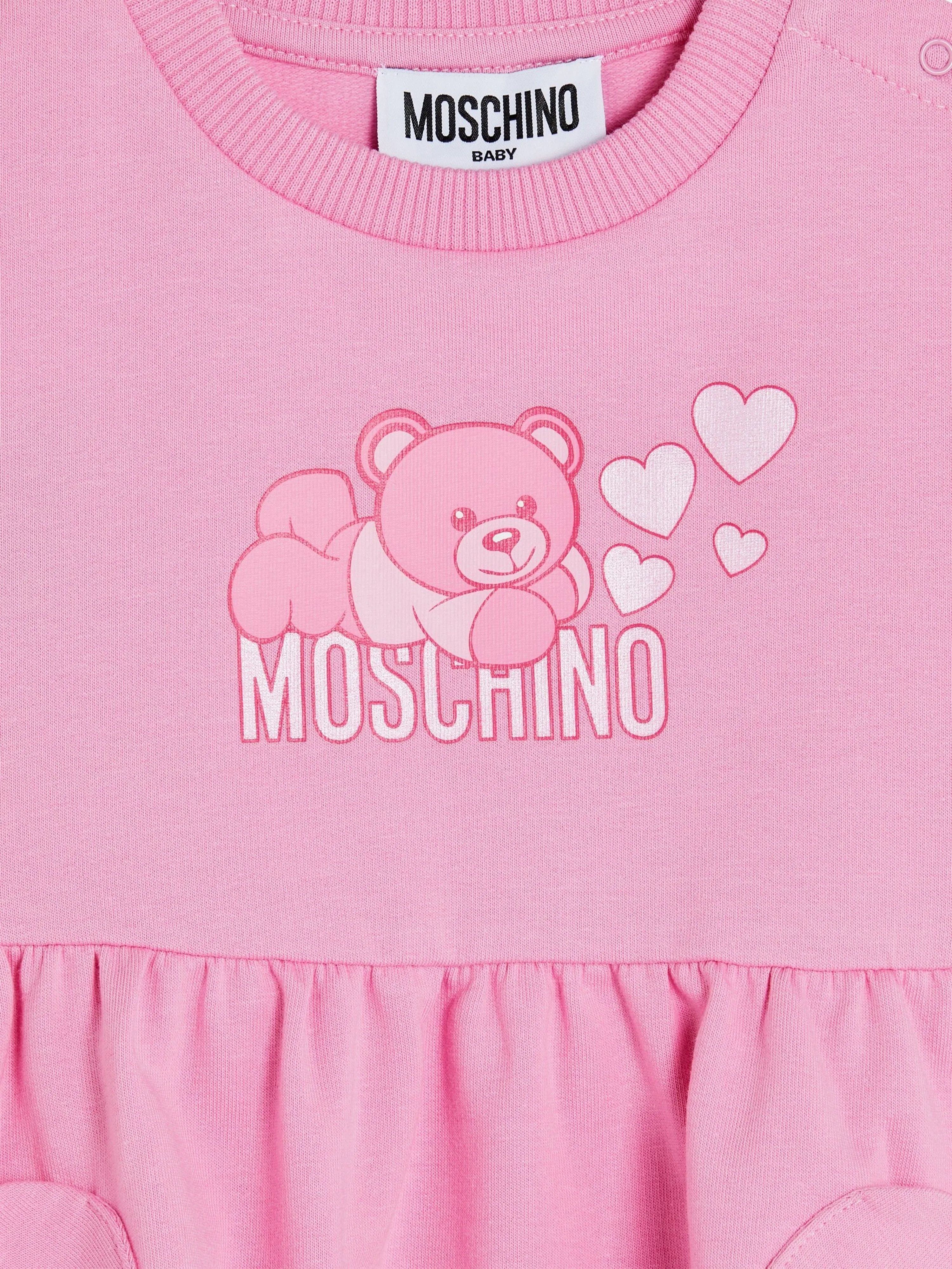 Moschino Baby Girls Bear Logo Sweater Dress in Pink