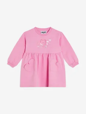 Moschino Baby Girls Bear Logo Sweater Dress in Pink