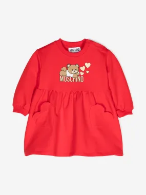 Moschino Baby Girls Bear Logo Sweater Dress in Red