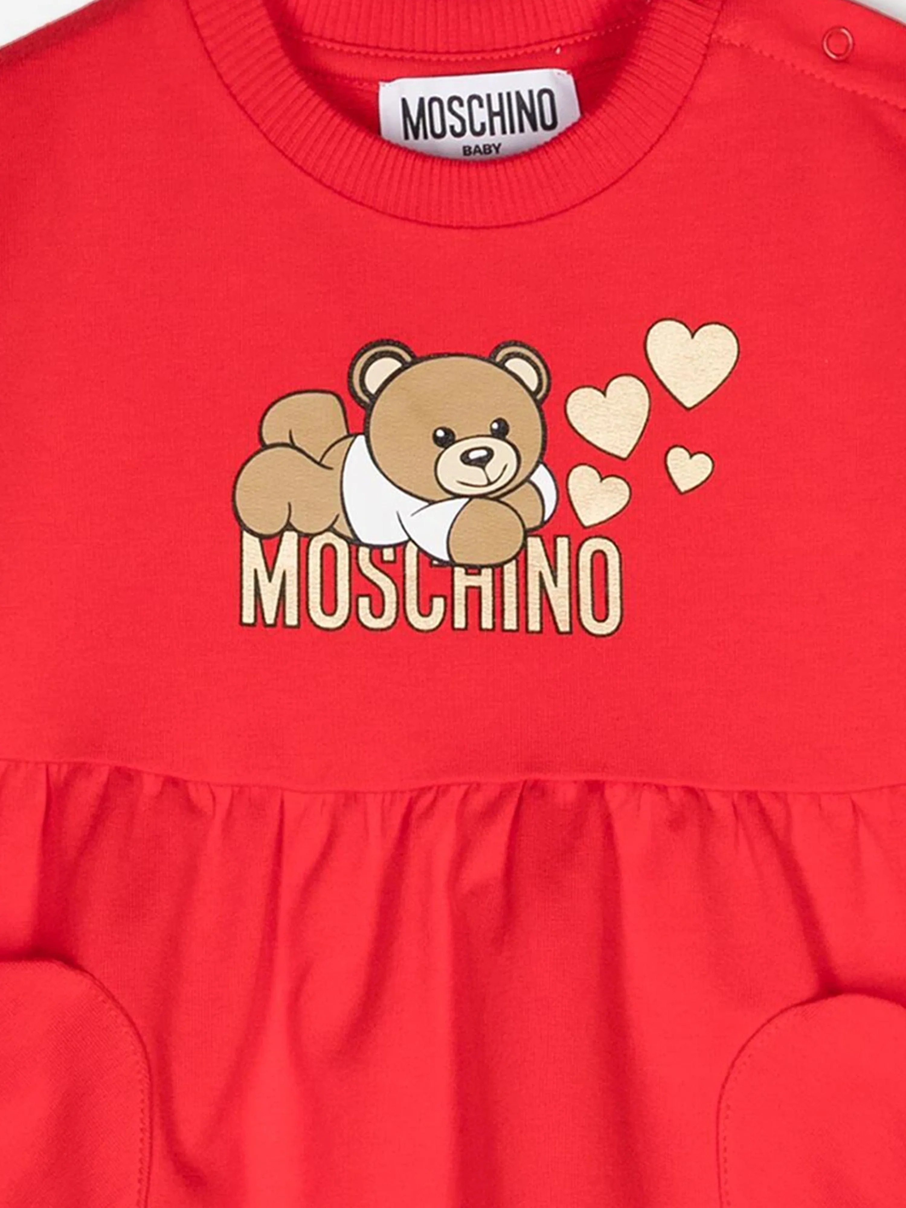 Moschino Baby Girls Bear Logo Sweater Dress in Red