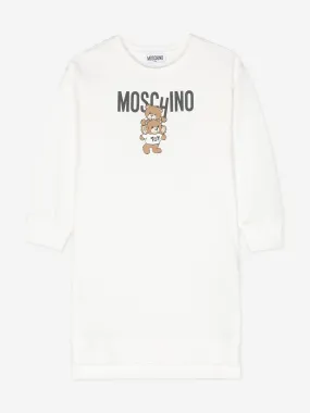 Moschino Girls Bear Logo Sweater Dress in Ivory