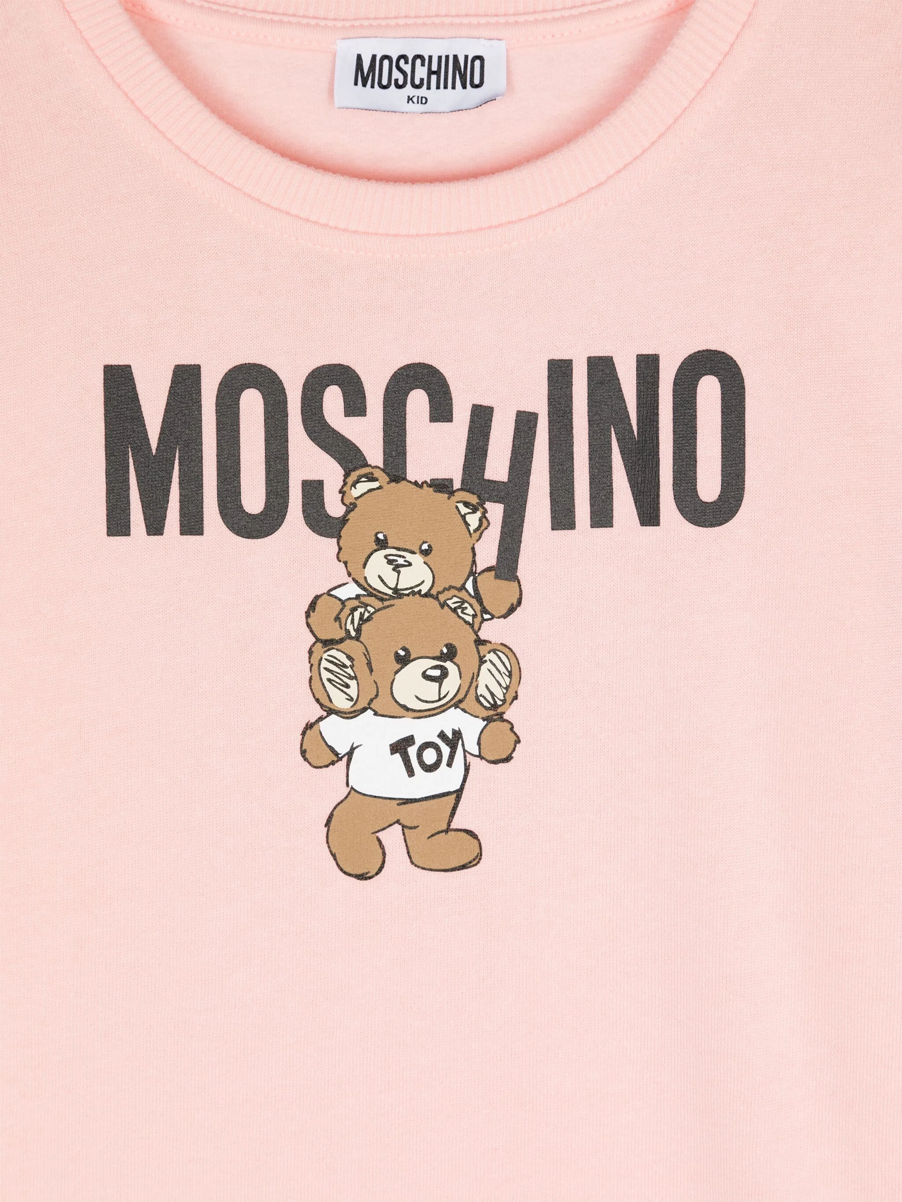 Moschino Girls Bear Logo Sweater Dress in Pink