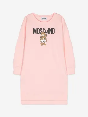 Moschino Girls Bear Logo Sweater Dress in Pink