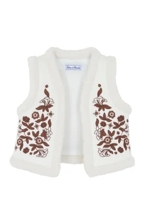 Mother of Pearl Embroidered Fur Vest