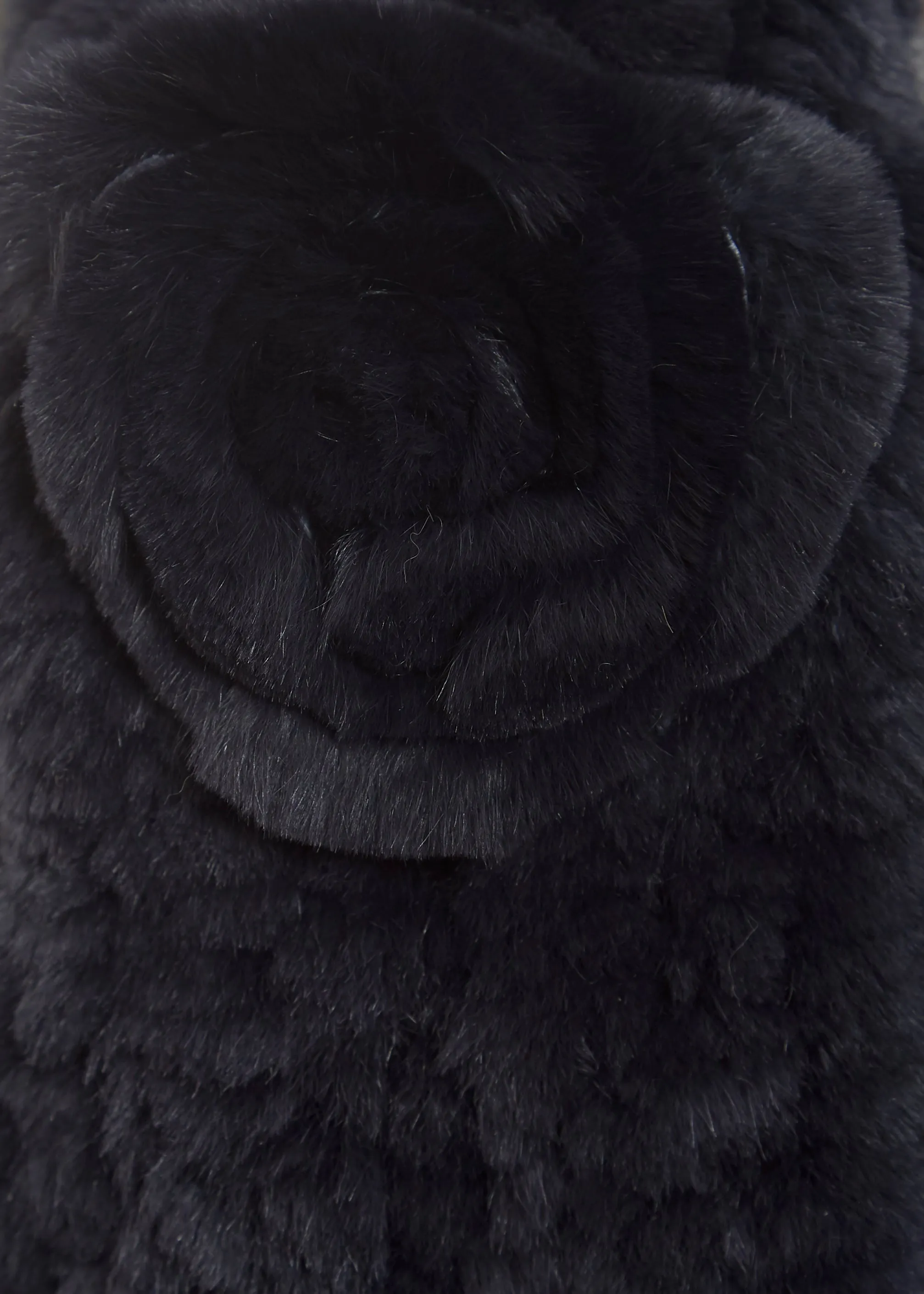 Navy Real Rex Rabbit Fur Rose Scarf