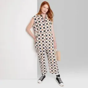 New - Women's Ascot   Hart Checkered Graphic Jumpsuit - XXL