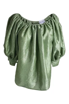 NIKKI CHASIN Avocado Green Juli 3/4 Puff Sleeve Top (L)