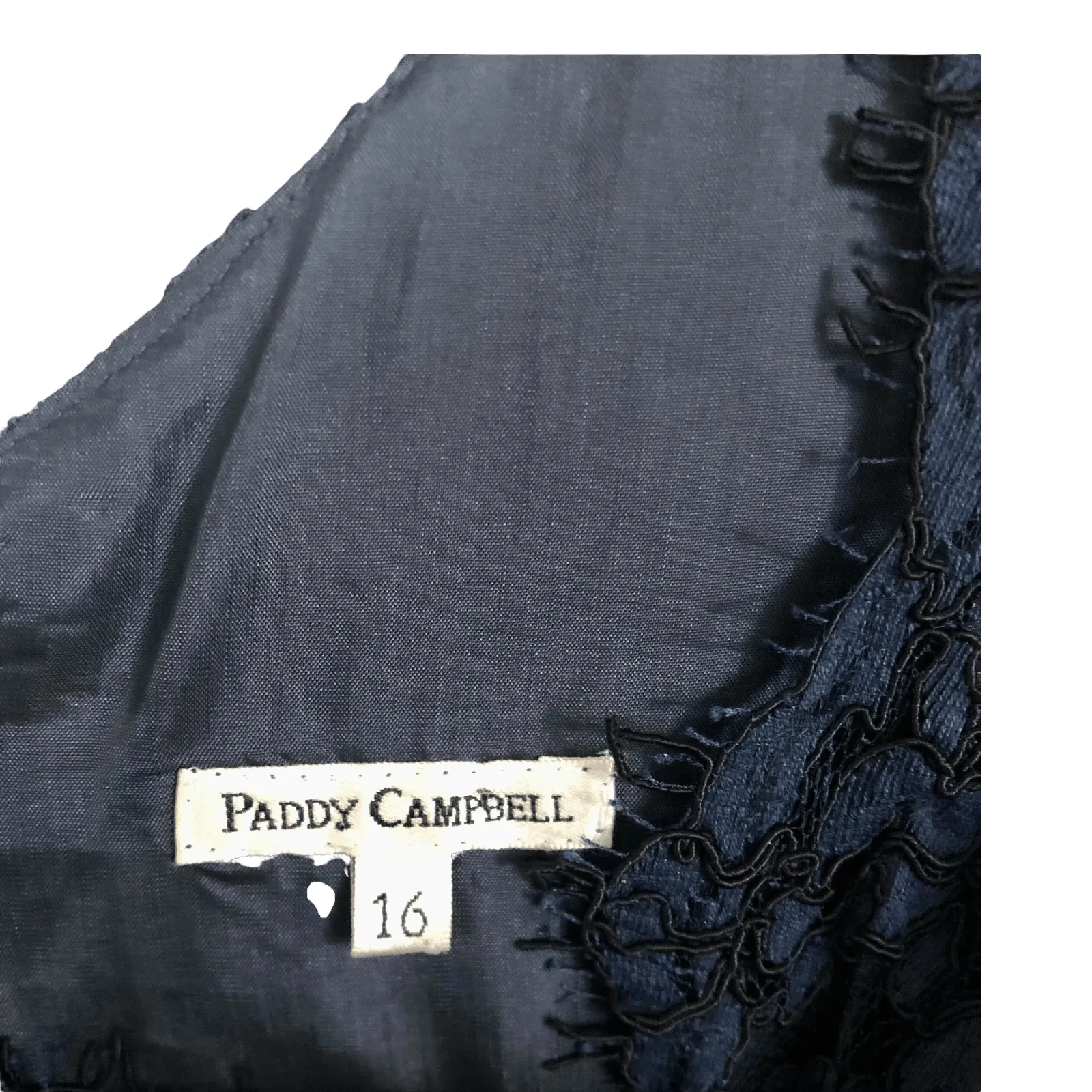 Paddy Cambell Lace Sleeveless Evening Cocktail Dress w/Bolero Jacket Outfit Navy Blue Floral Print UK Size 16