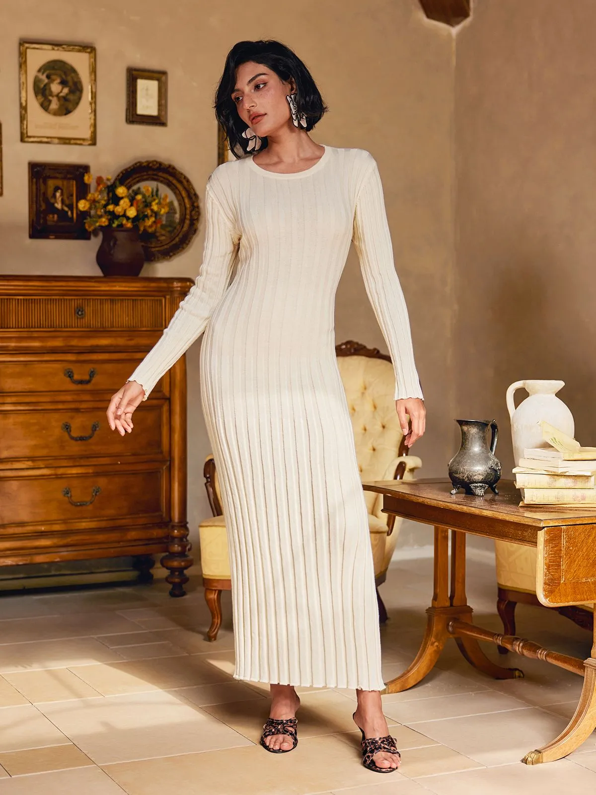 Pamelia Round Neck Knitted Maxi Dress