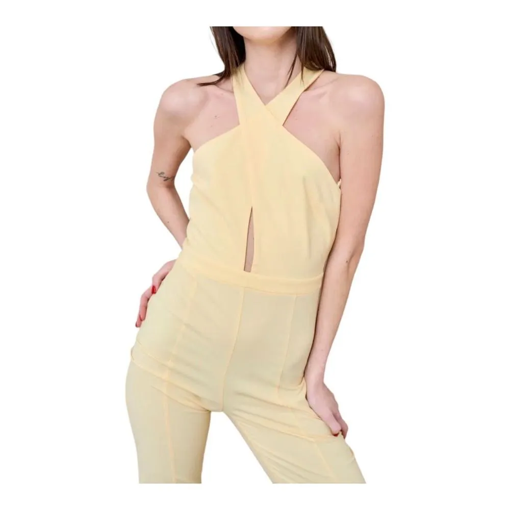 Patrizia Pepe Radiant Canary Yellow Stretch Jumpsuit Dress