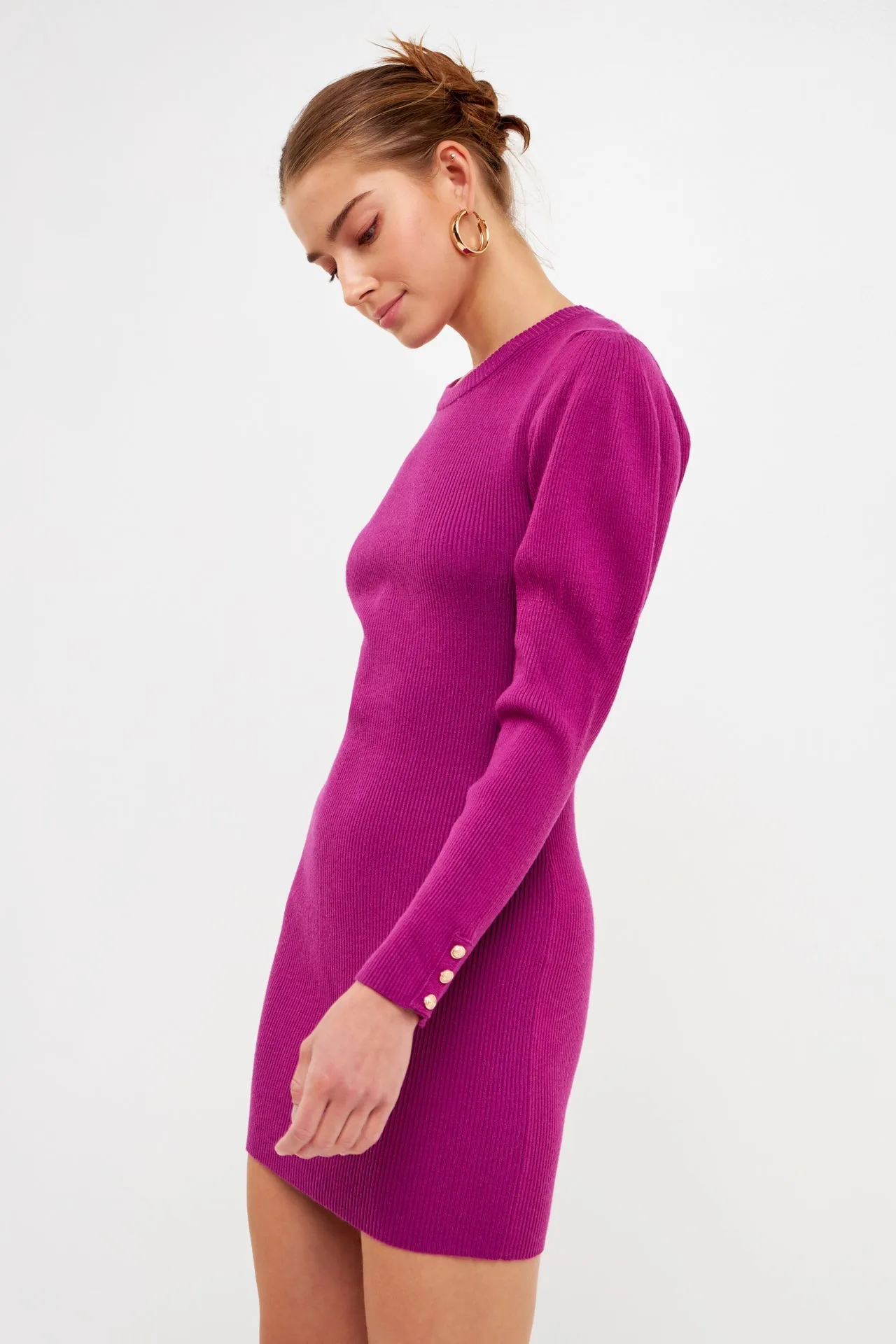 Puff Sleeve Knit Dress - Final Sale