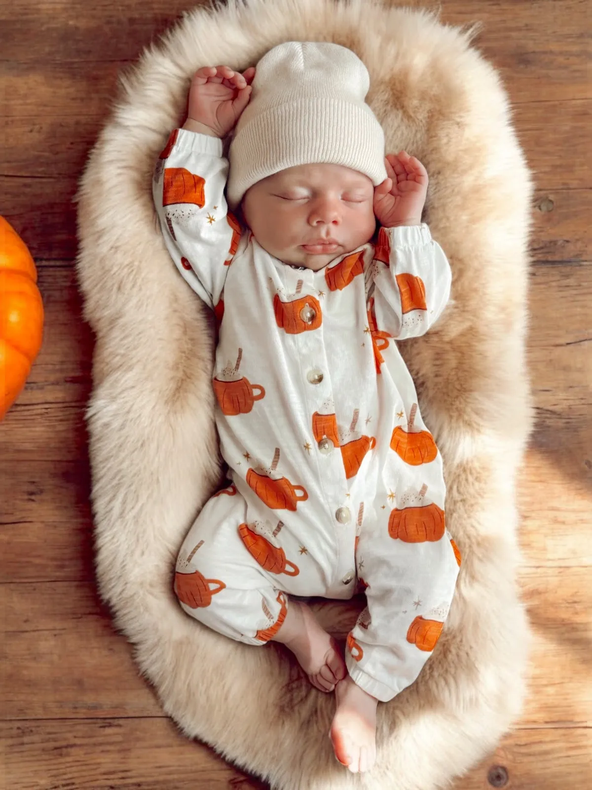 Pumpkin Mug / Organic Long Sleeve Bay Jumpsuit