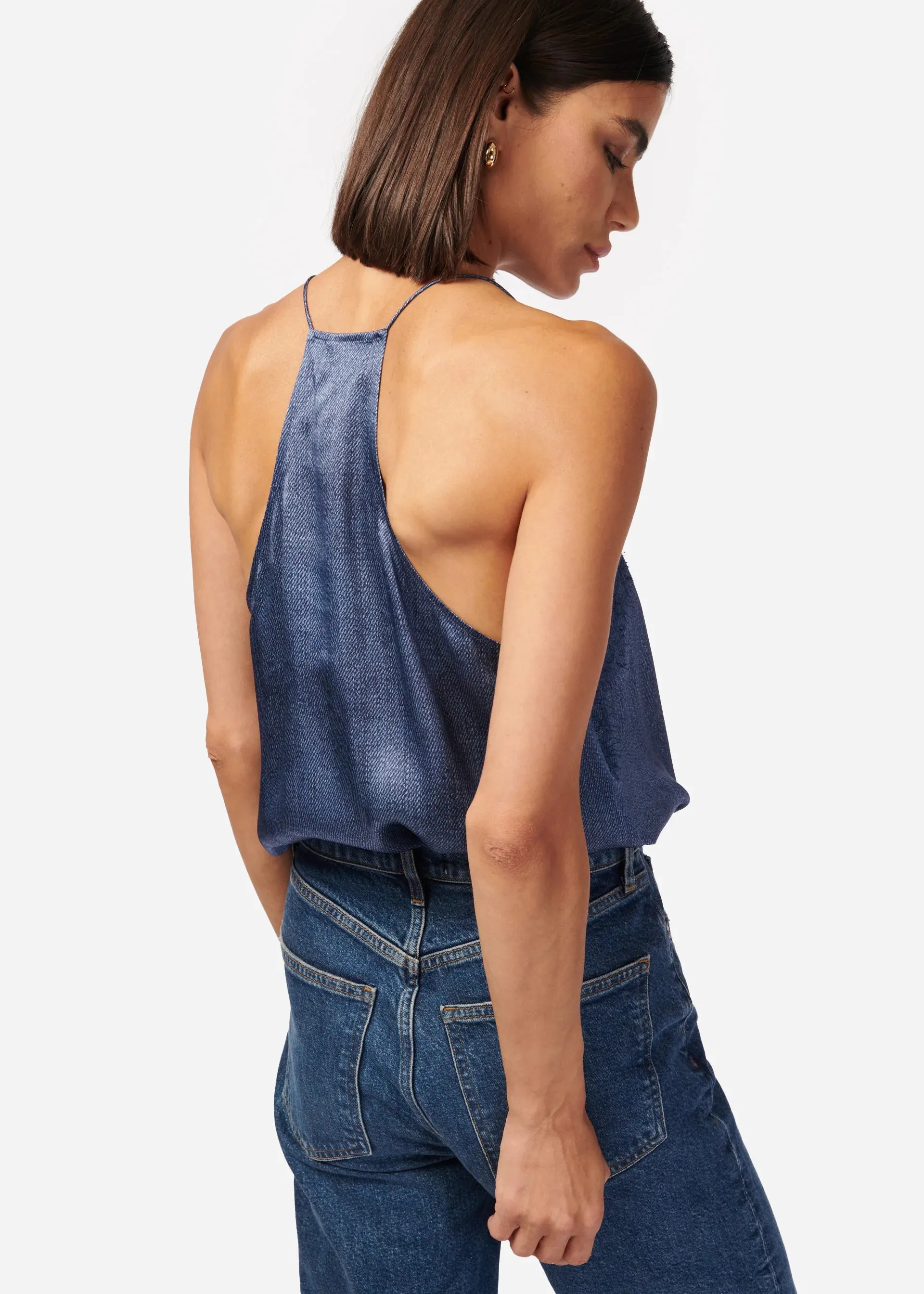 Racer Charmeuse Camisole - Raw Denim