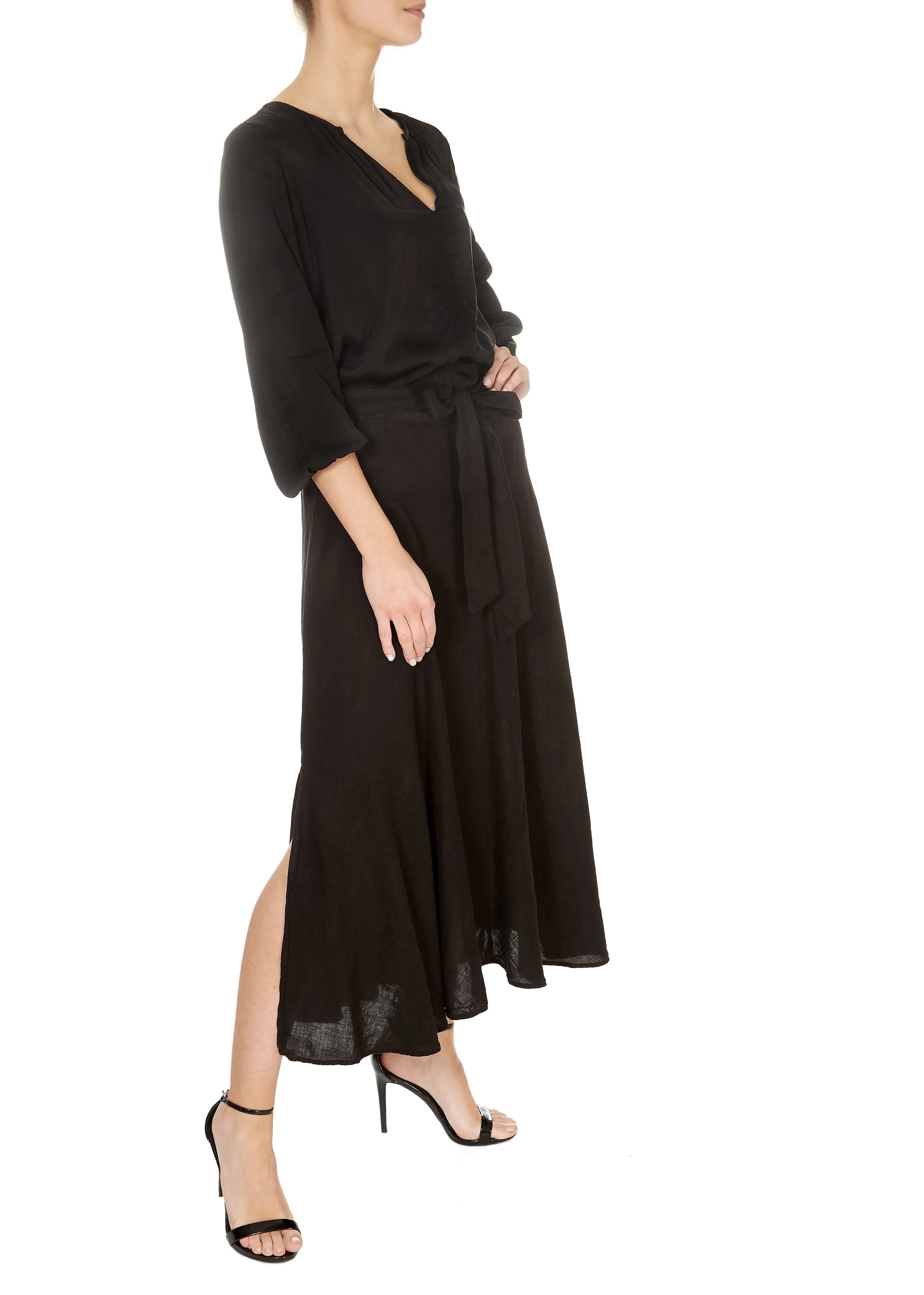 'Raleigh'  Black Wrap Midi Skirt