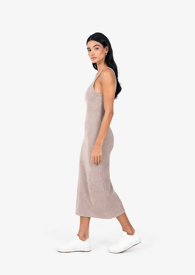 Rib Knit Lounge Dress Taupe FINAL SALE