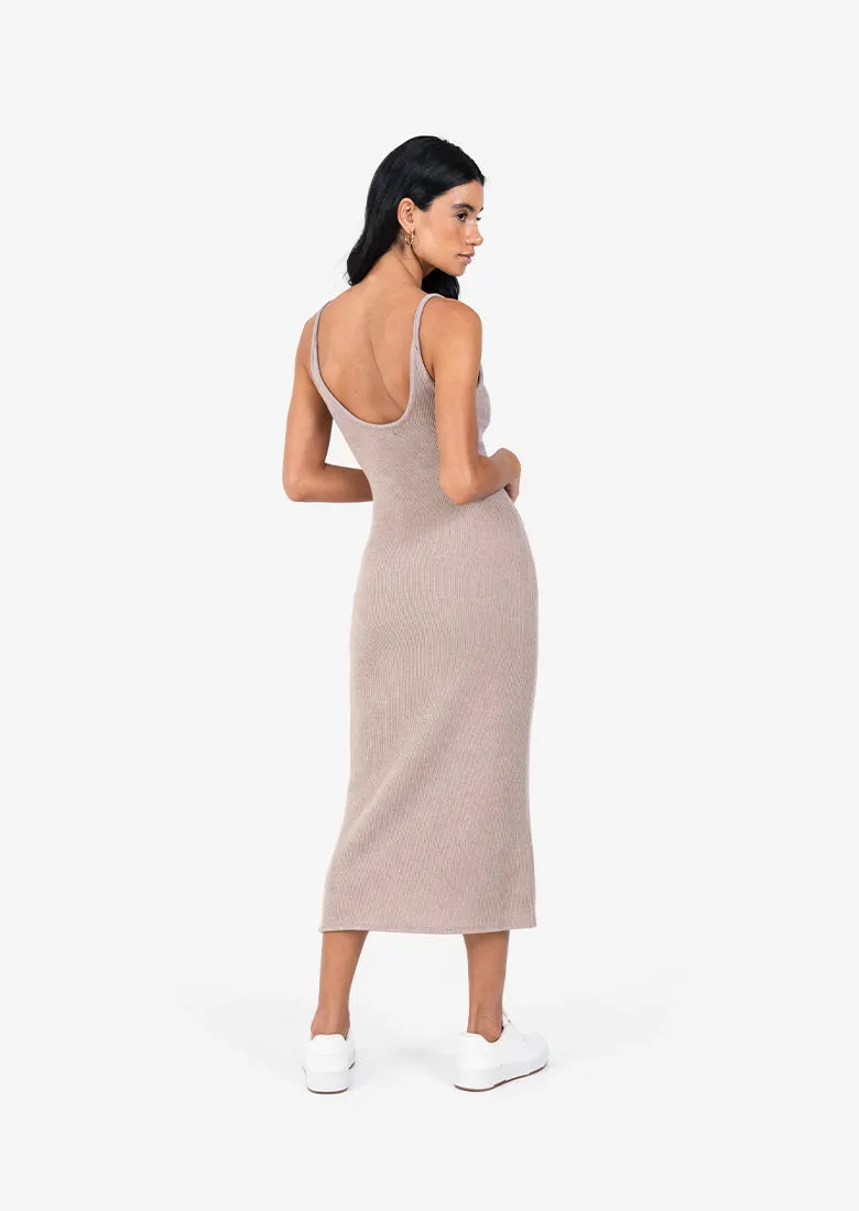 Rib Knit Lounge Dress Taupe FINAL SALE