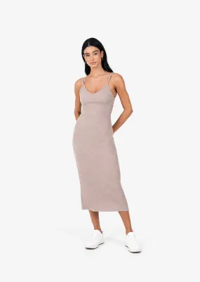 Rib Knit Lounge Dress Taupe FINAL SALE