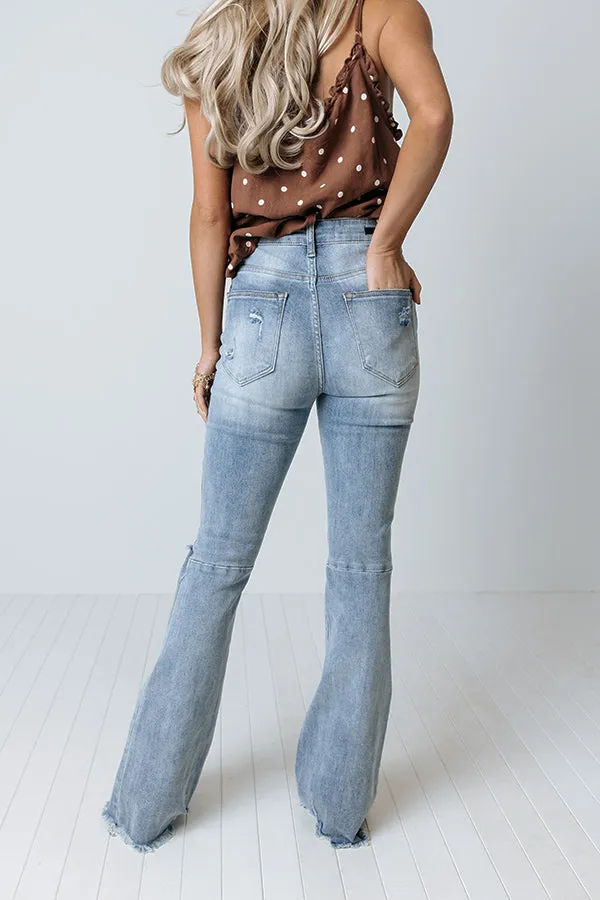 Risen The Bryana High Waist Distressed Flares In Light Wash