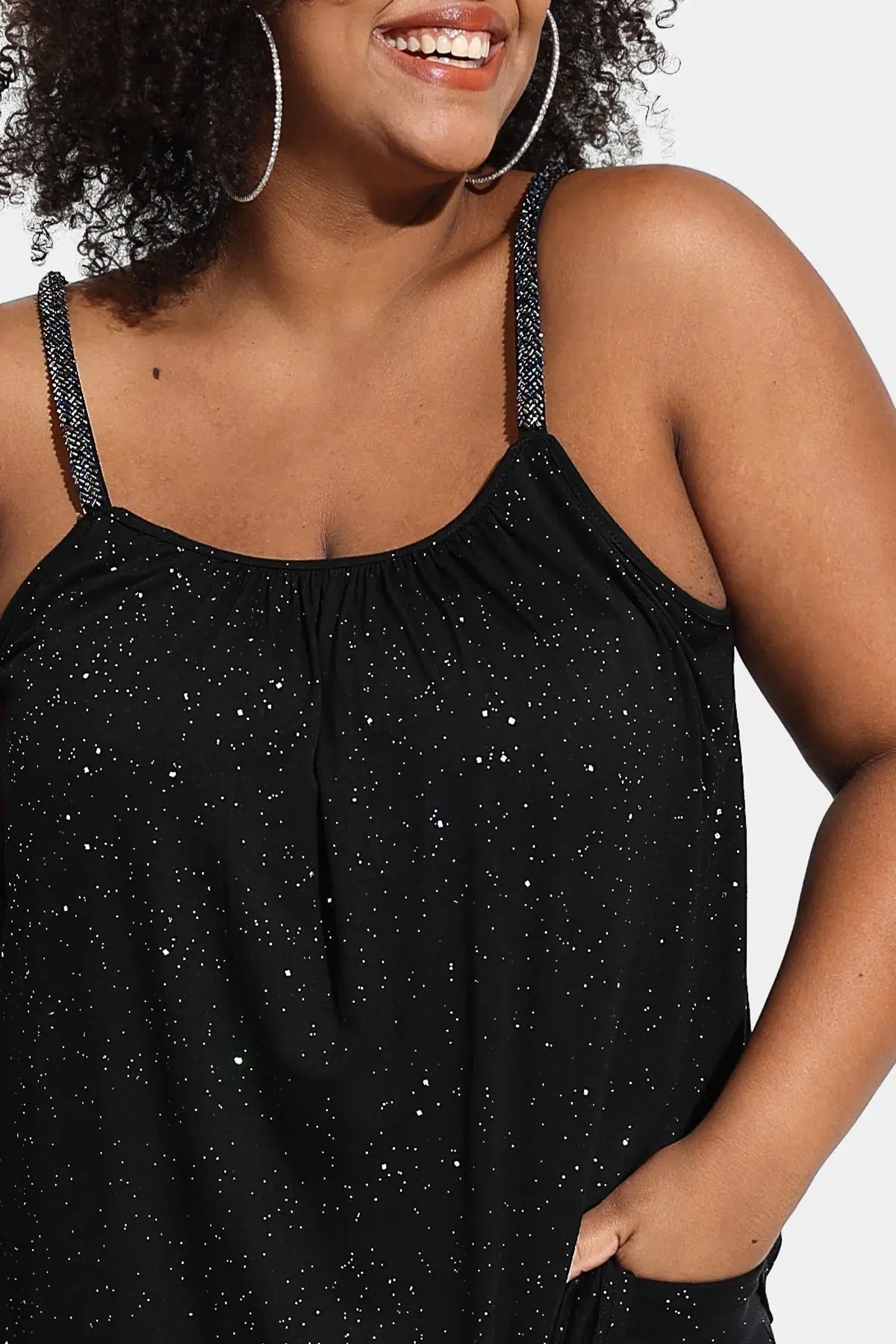 Ritera Sequin Sparkle Pleated Flowy Camisole