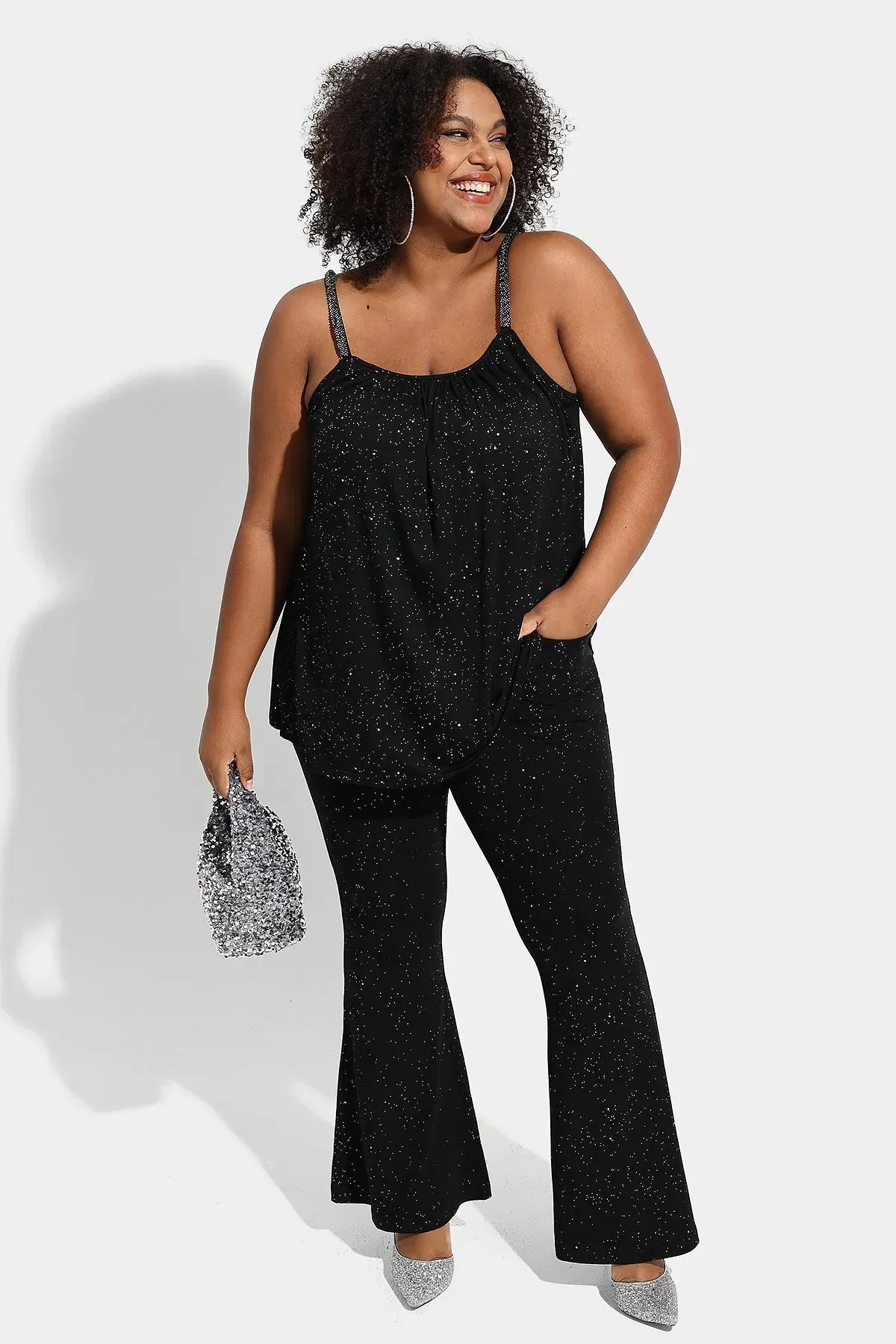 Ritera Sequin Sparkle Pleated Flowy Camisole