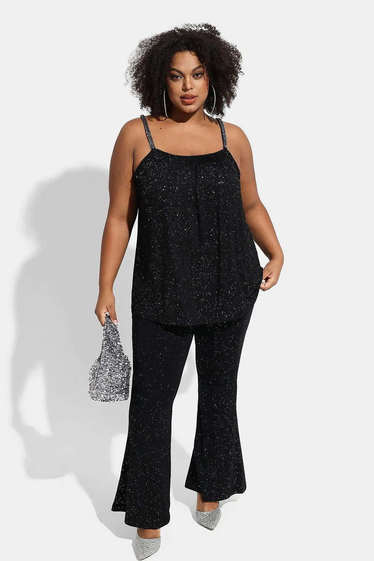 Ritera Sequin Sparkle Pleated Flowy Camisole