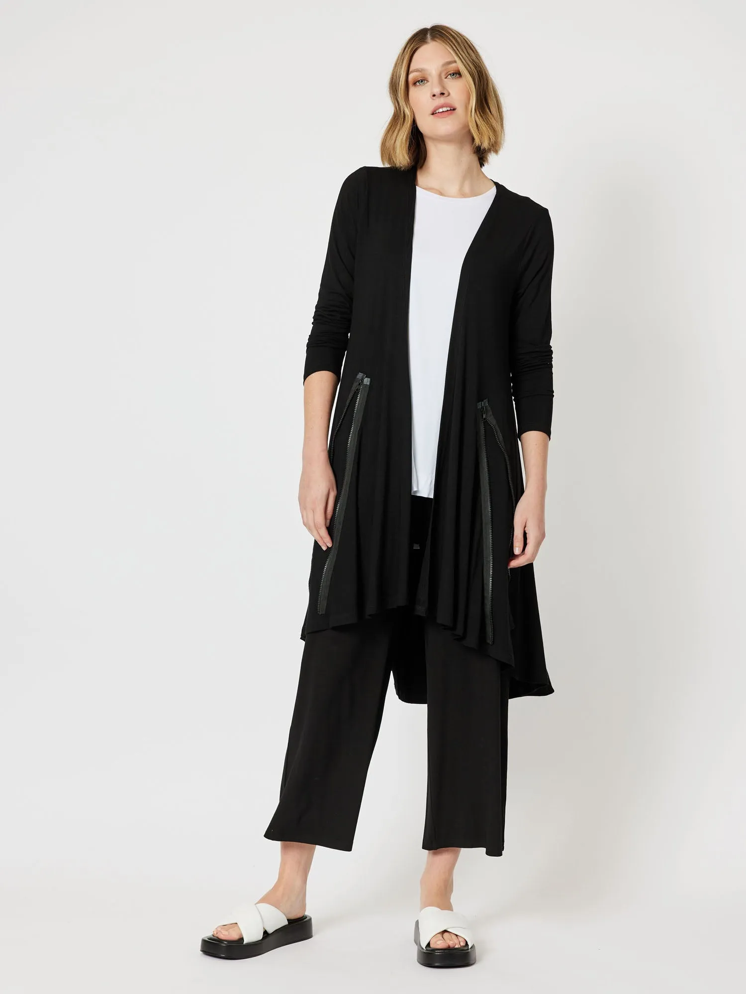 Roving Jersey Longline Cardigan - Black