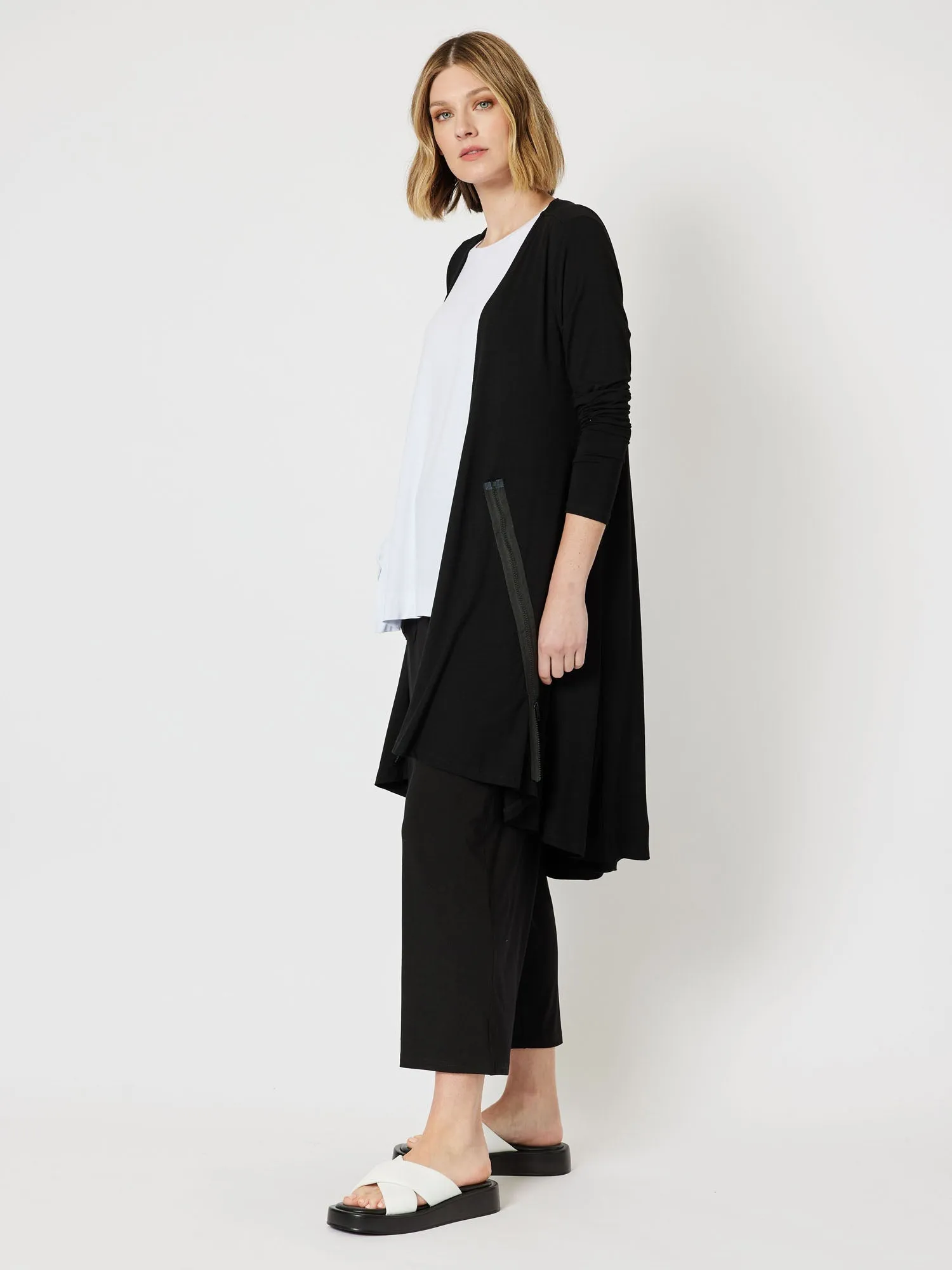 Roving Jersey Longline Cardigan - Black