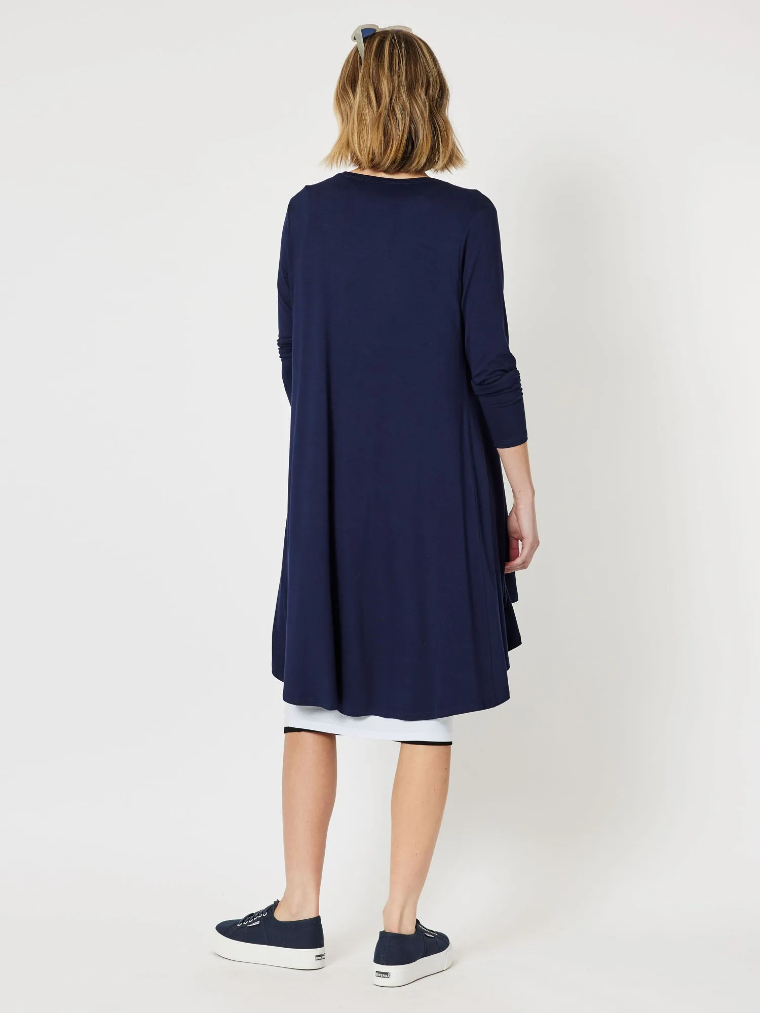 Roving Jersey Longline Cardigan - Navy