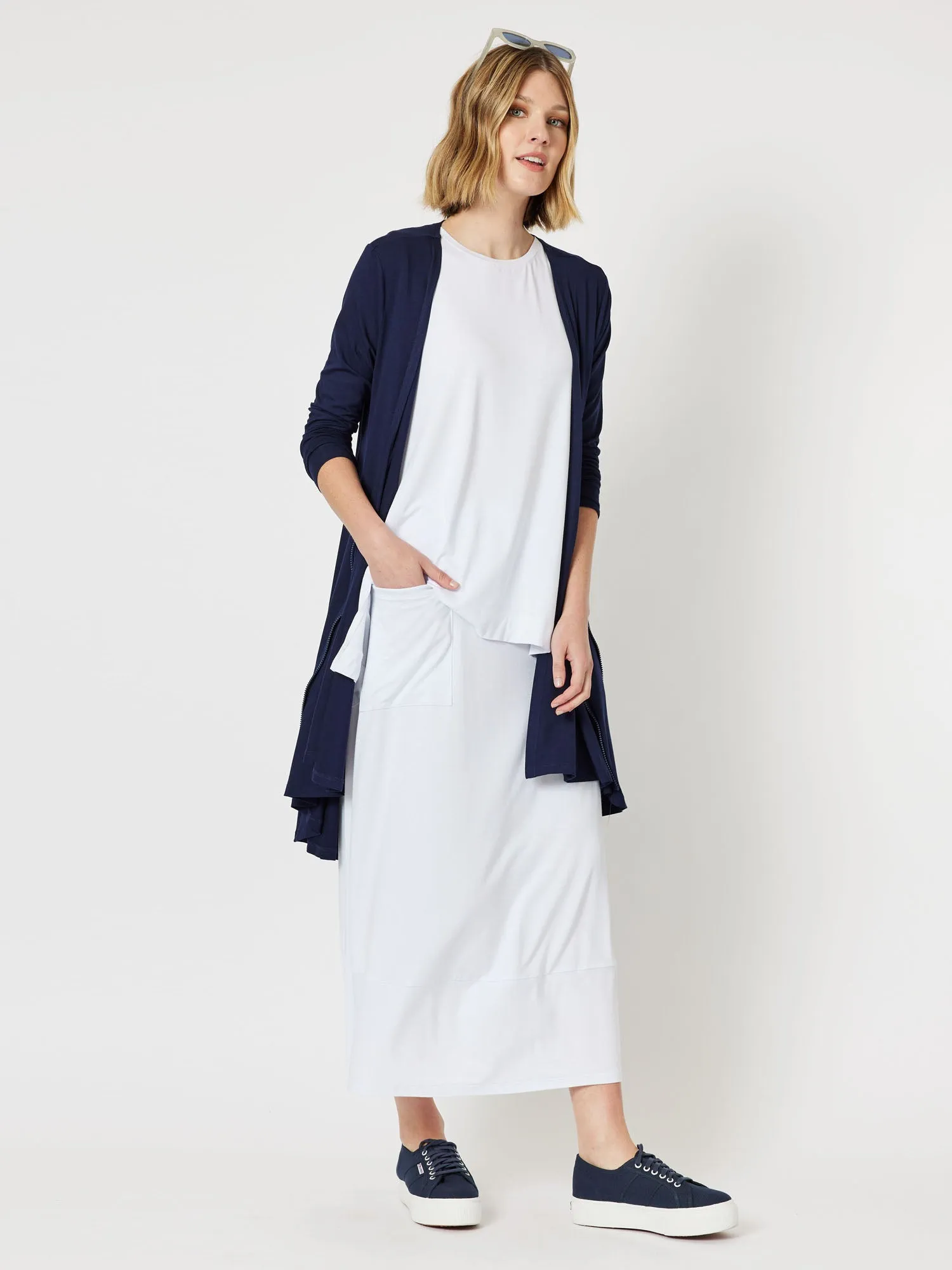 Roving Jersey Longline Cardigan - Navy