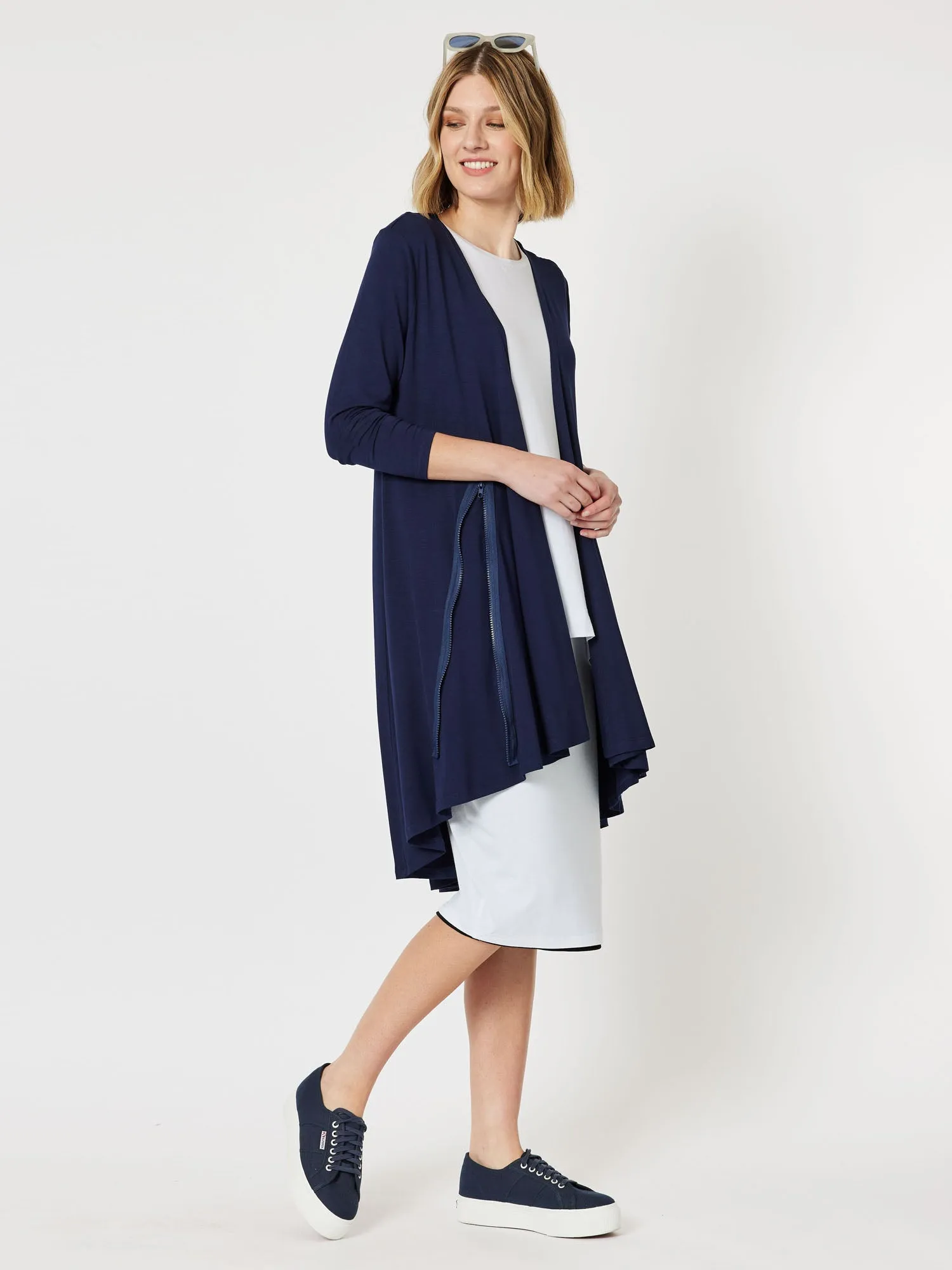 Roving Jersey Longline Cardigan - Navy