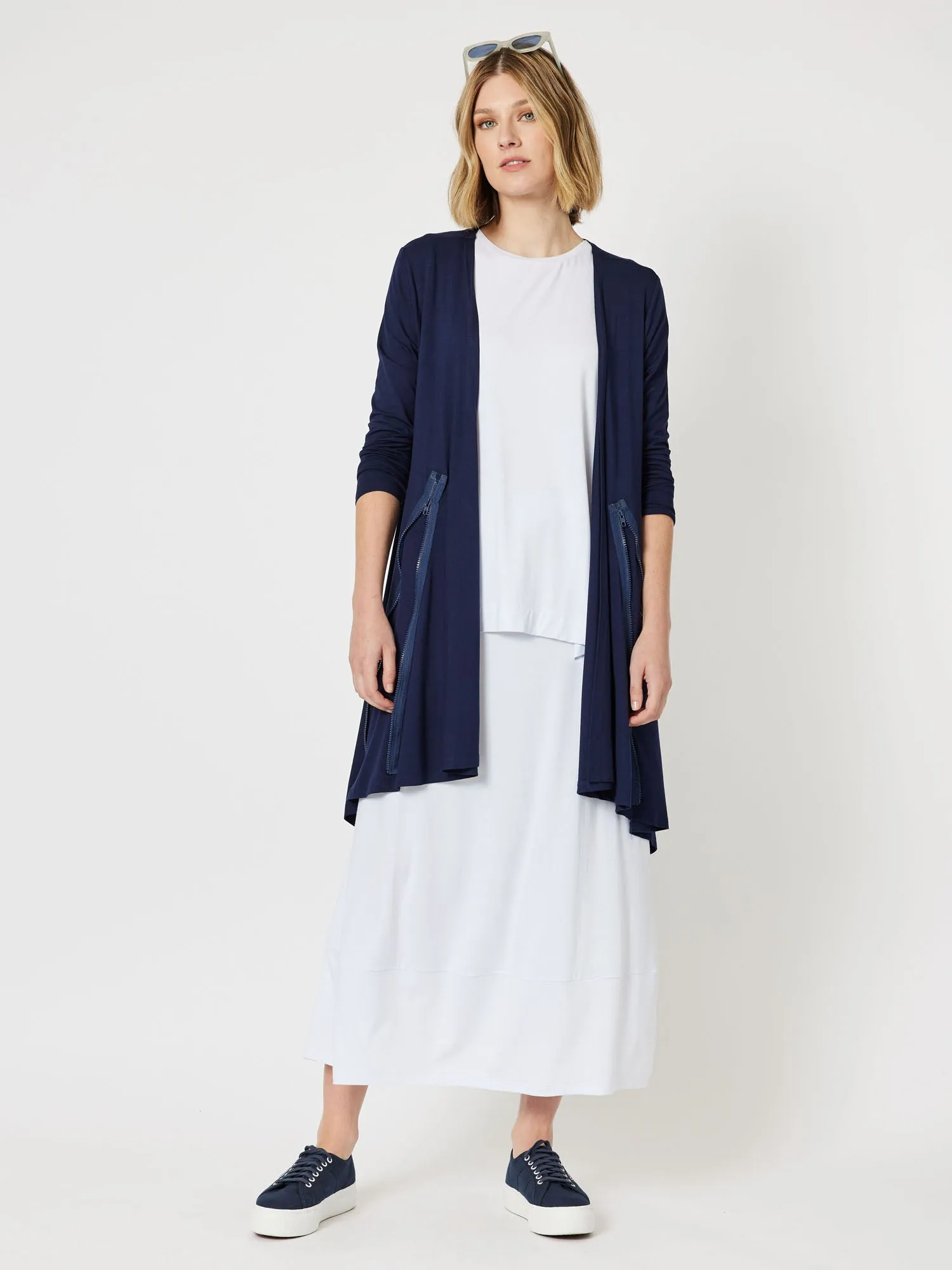 Roving Jersey Longline Cardigan - Navy