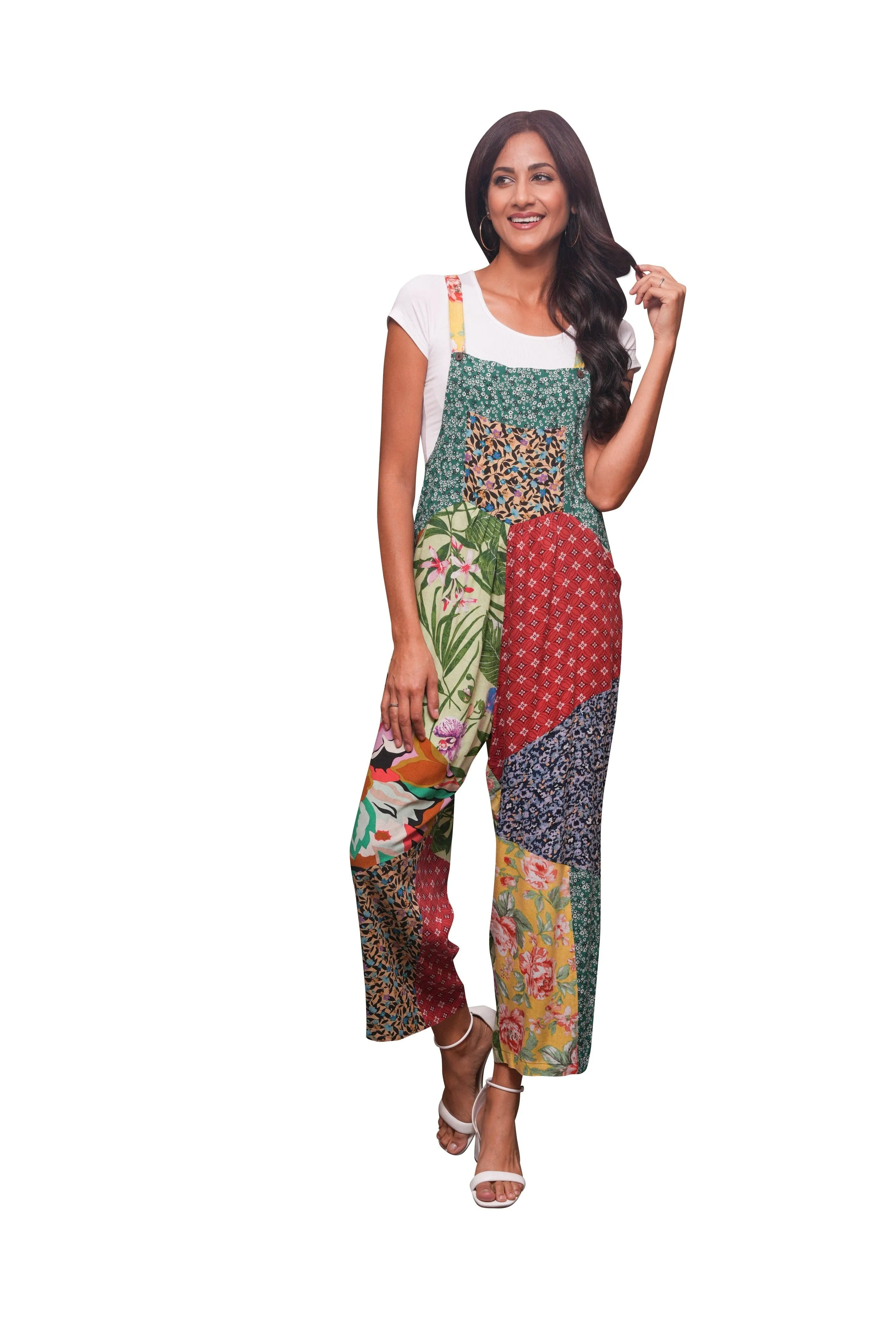 Sacred Threads Botanical Bliss Patchwork Overalls