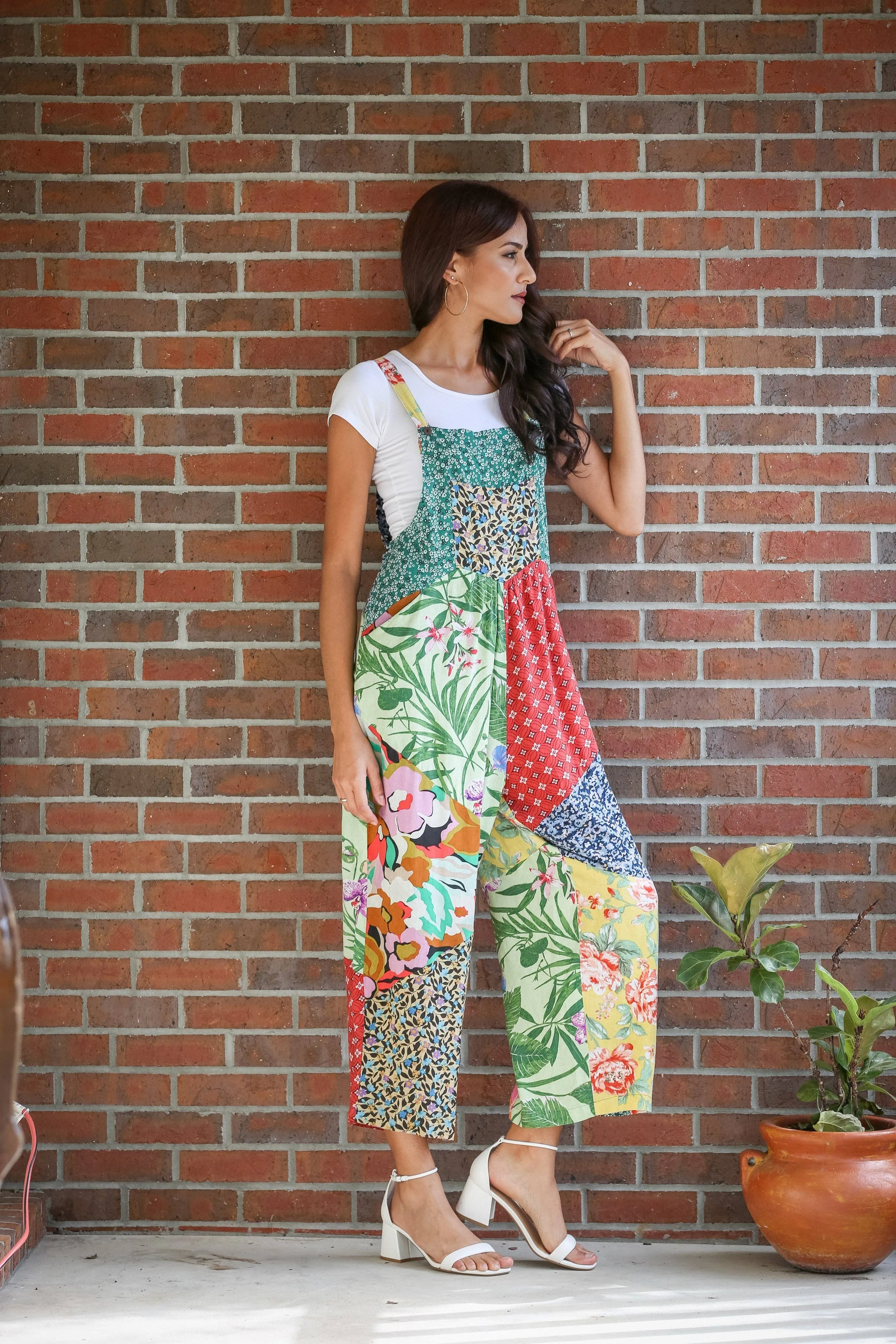 Sacred Threads Botanical Bliss Patchwork Overalls