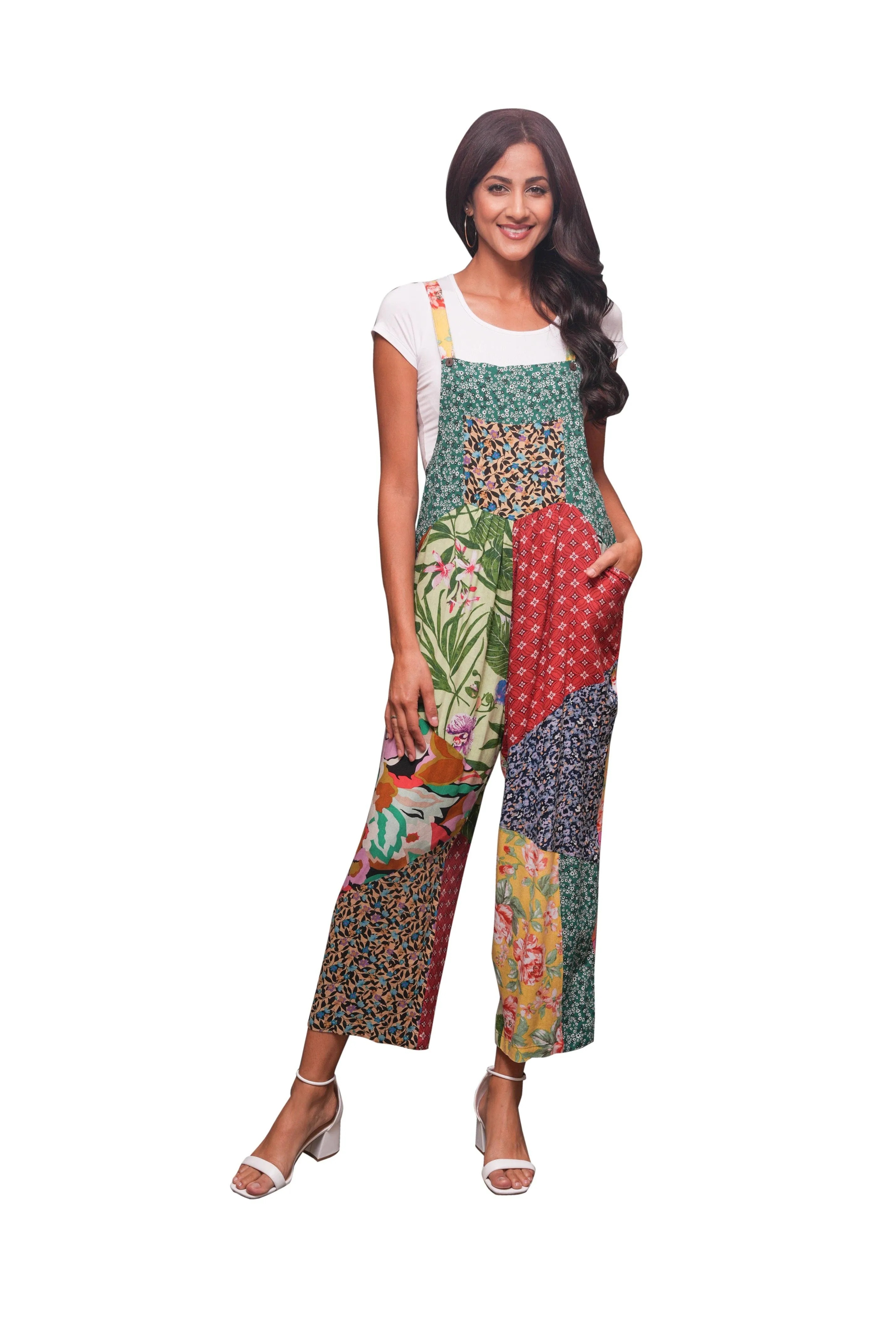 Sacred Threads Botanical Bliss Patchwork Overalls